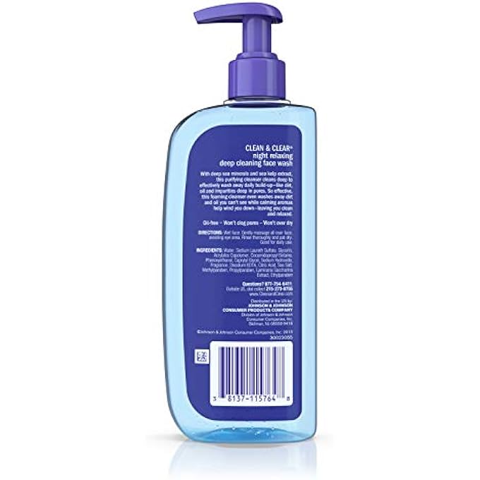 Clean & Clear غسول وجه مريح ليلي للتنظيف العميق، 8 أونصات سائلة - Image 2